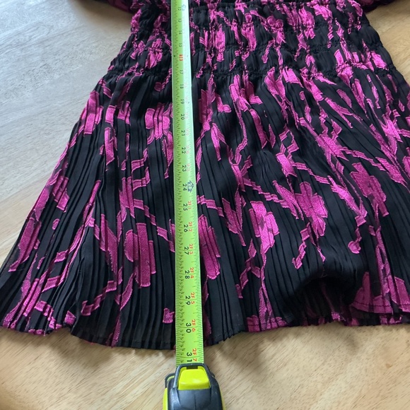 Current Air S Floral Sheer Pleated Smocked Fit N Flare Long Sleeve Dress Holiday - Picture 7 of 12